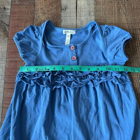 Matilda Jane Blue Ruffle Toddler Dress 12-24M Short Sleeve Striped Button Detail - Picture 4 of 7